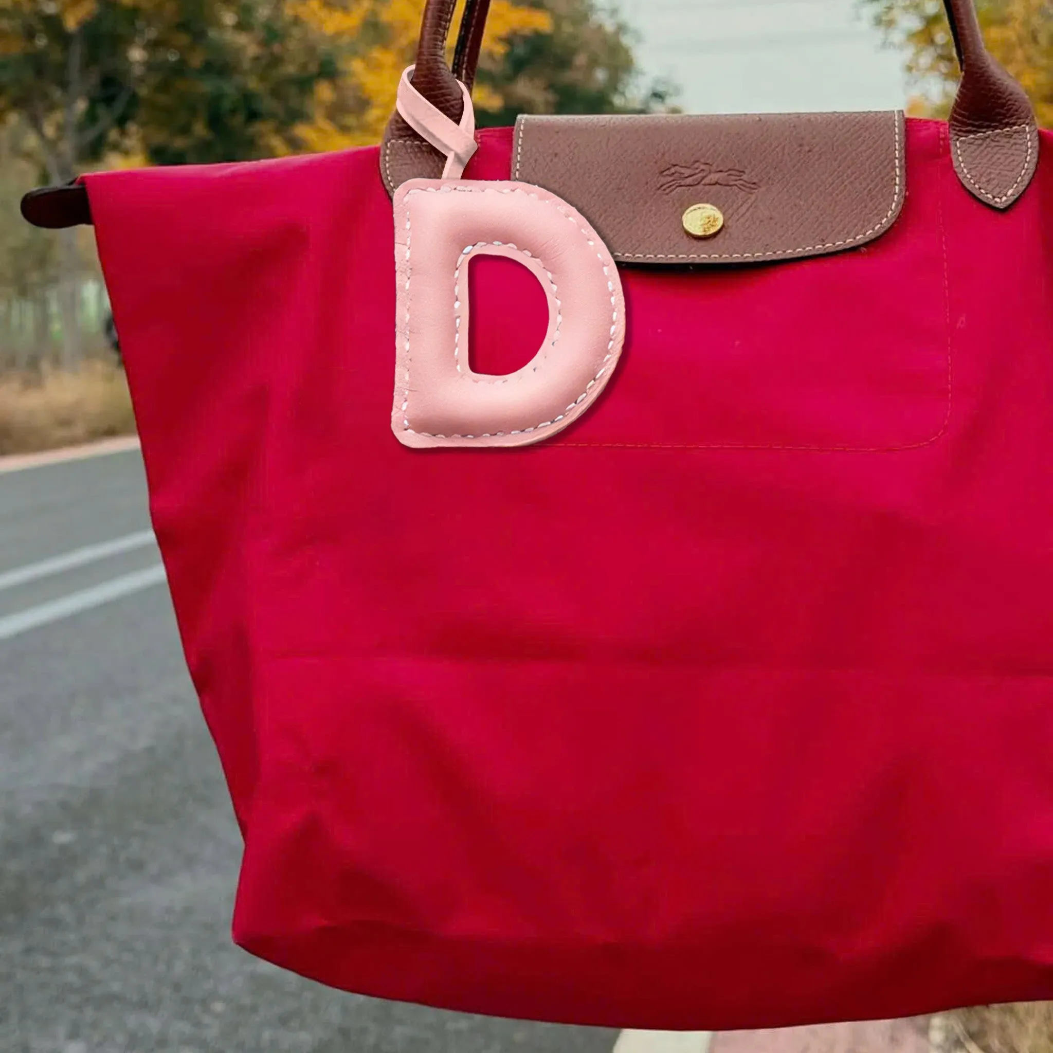 LEATHER INITIALS BAG CHARM