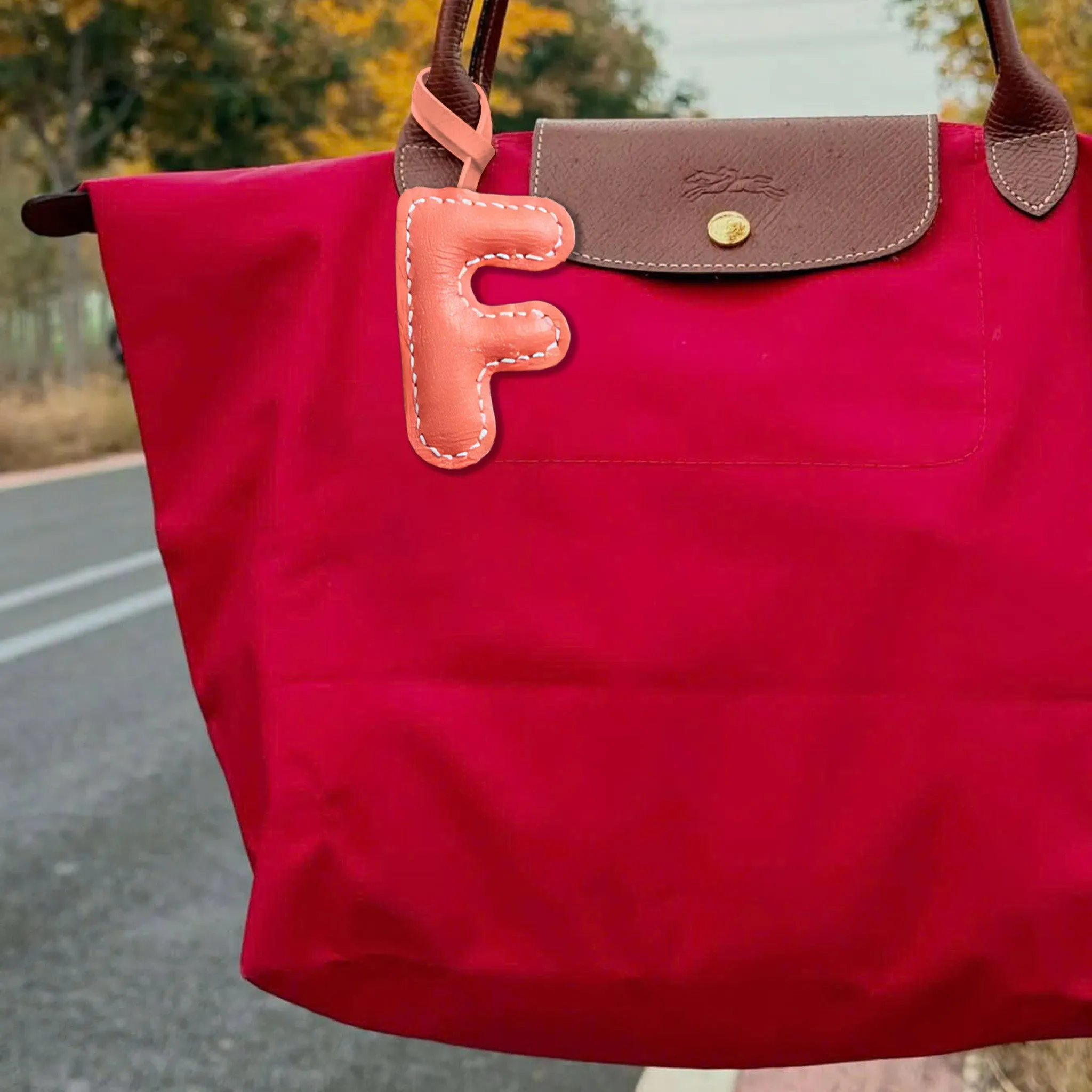 LEATHER INITIALS BAG CHARM
