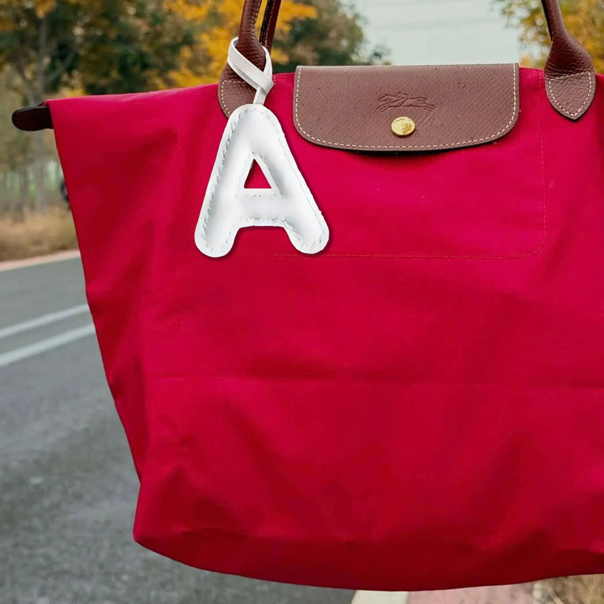 LEATHER INITIALS BAG CHARM