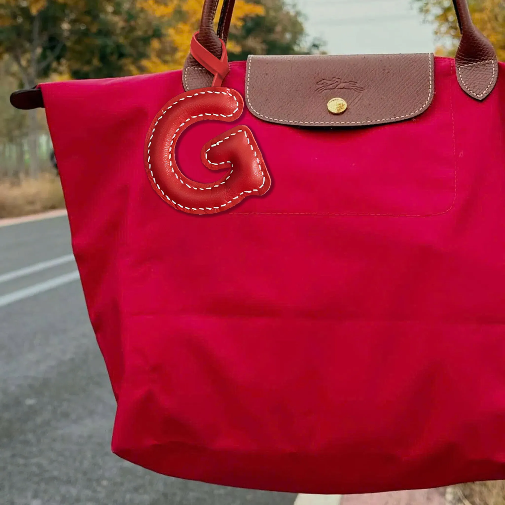 LEATHER INITIALS BAG CHARM