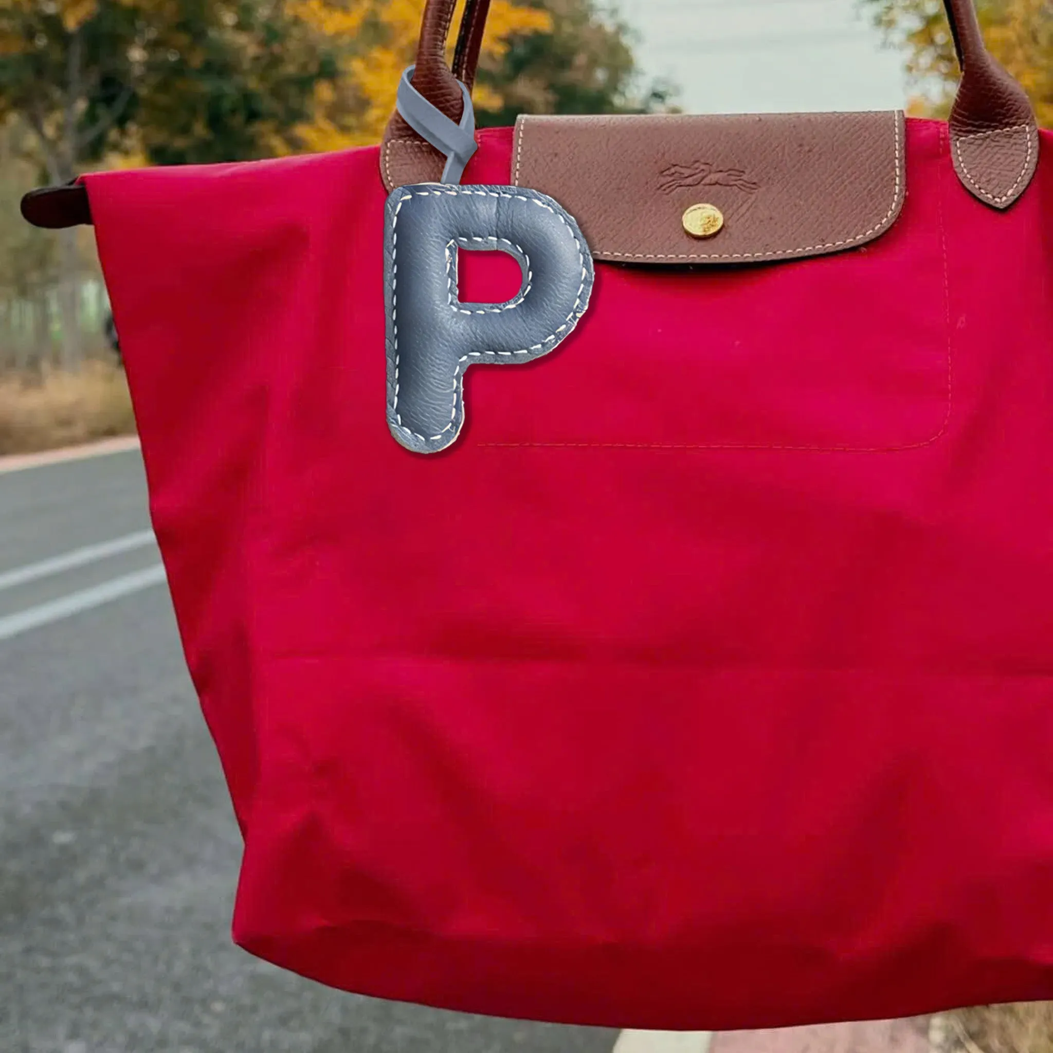LEATHER INITIALS BAG CHARM