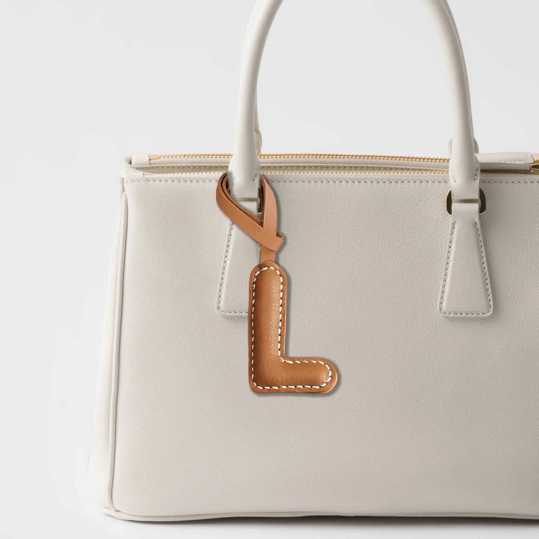 LEATHER INITIALS BAG CHARM