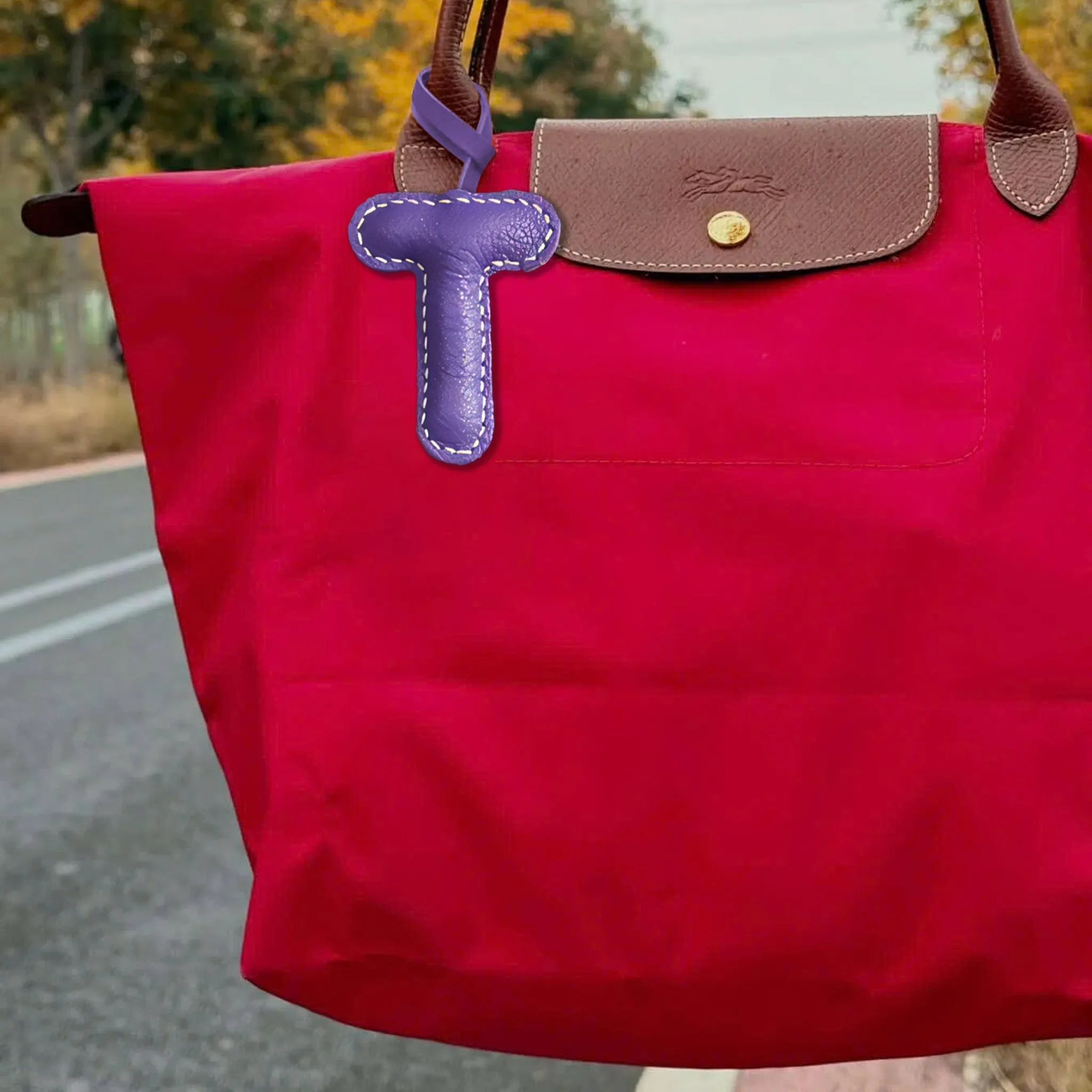 LEATHER INITIALS BAG CHARM