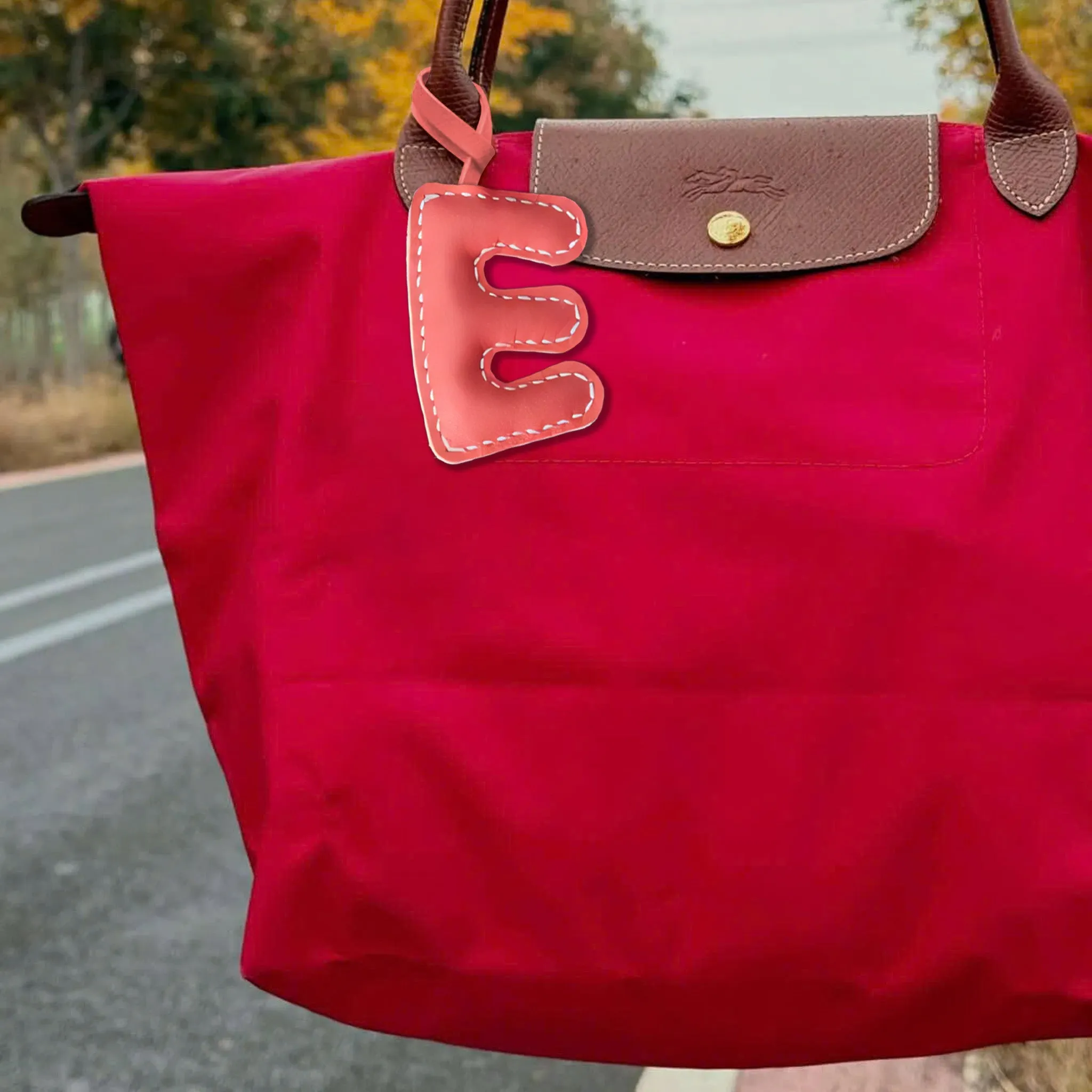LEATHER INITIALS BAG CHARM