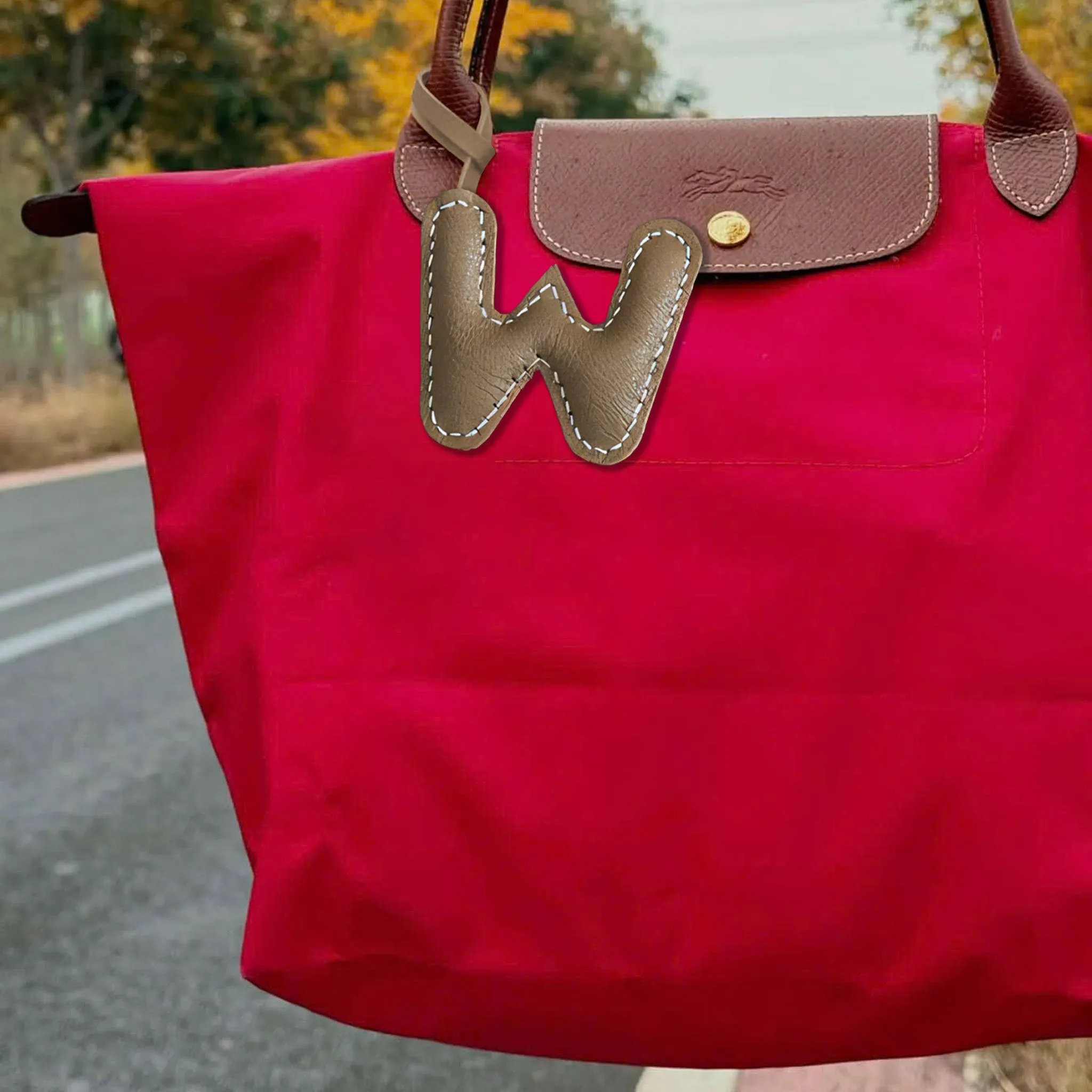 LEATHER INITIALS BAG CHARM