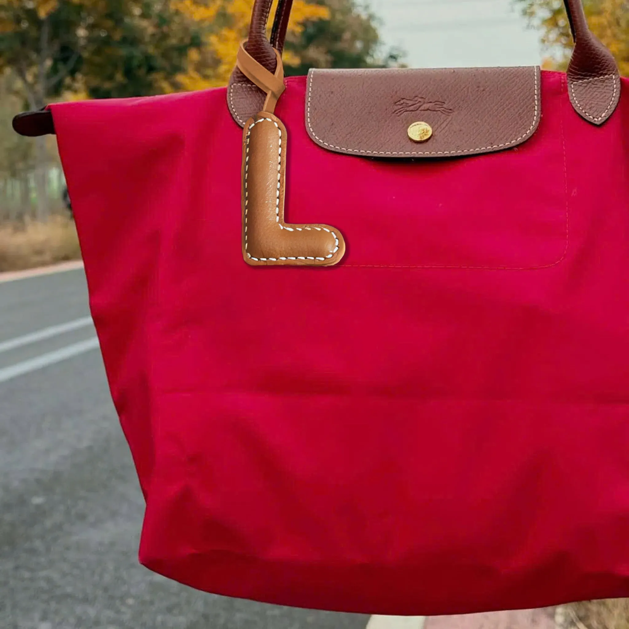 LEATHER INITIALS BAG CHARM