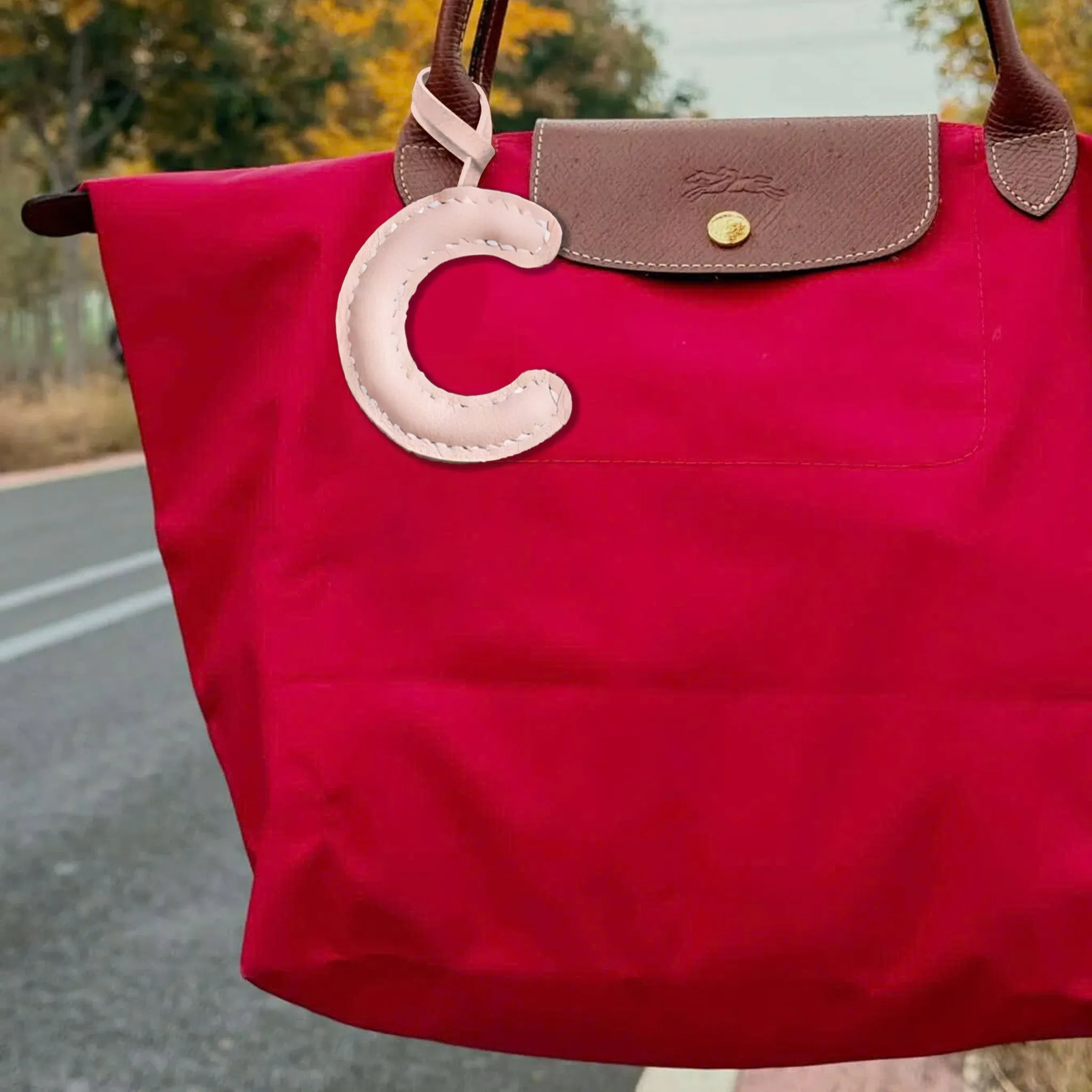 LEATHER INITIALS BAG CHARM