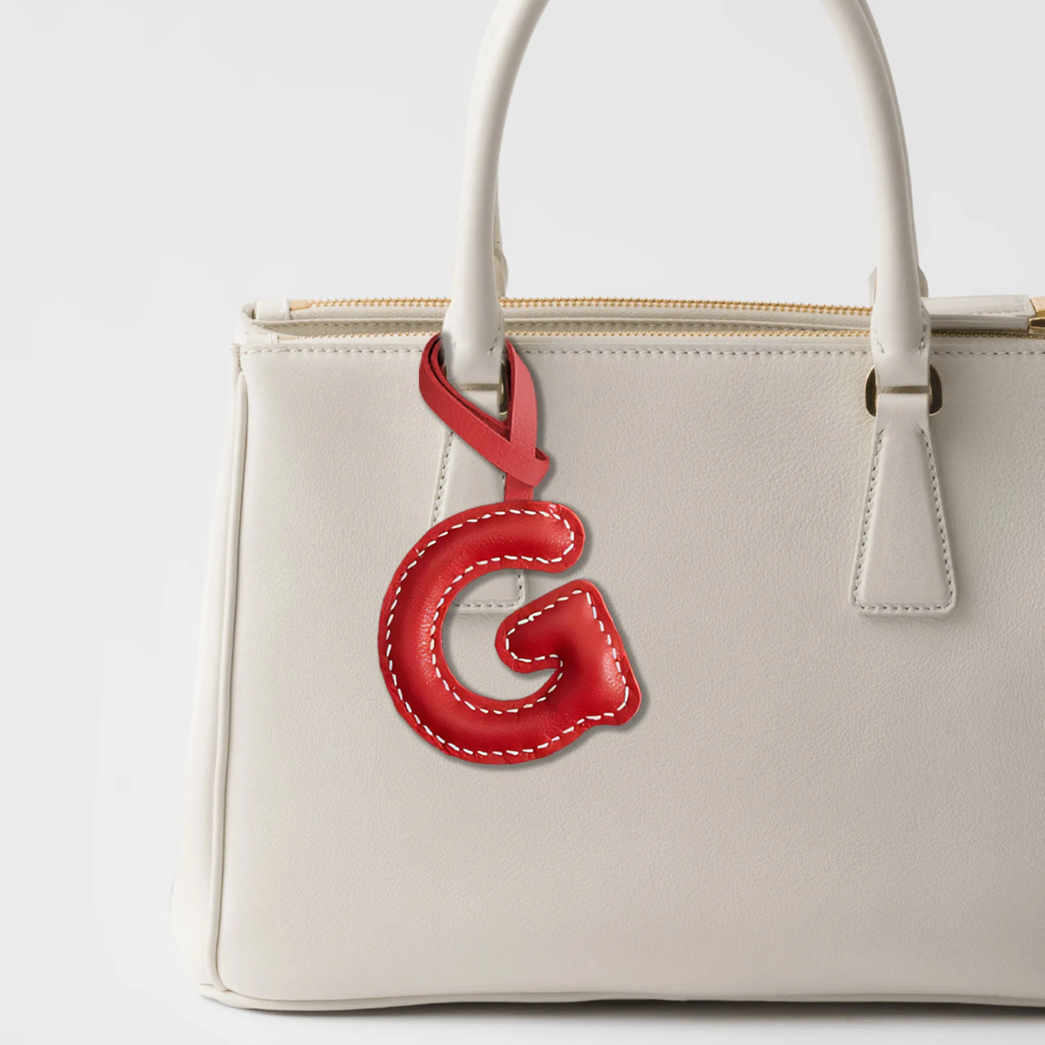 LEATHER INITIALS BAG CHARM