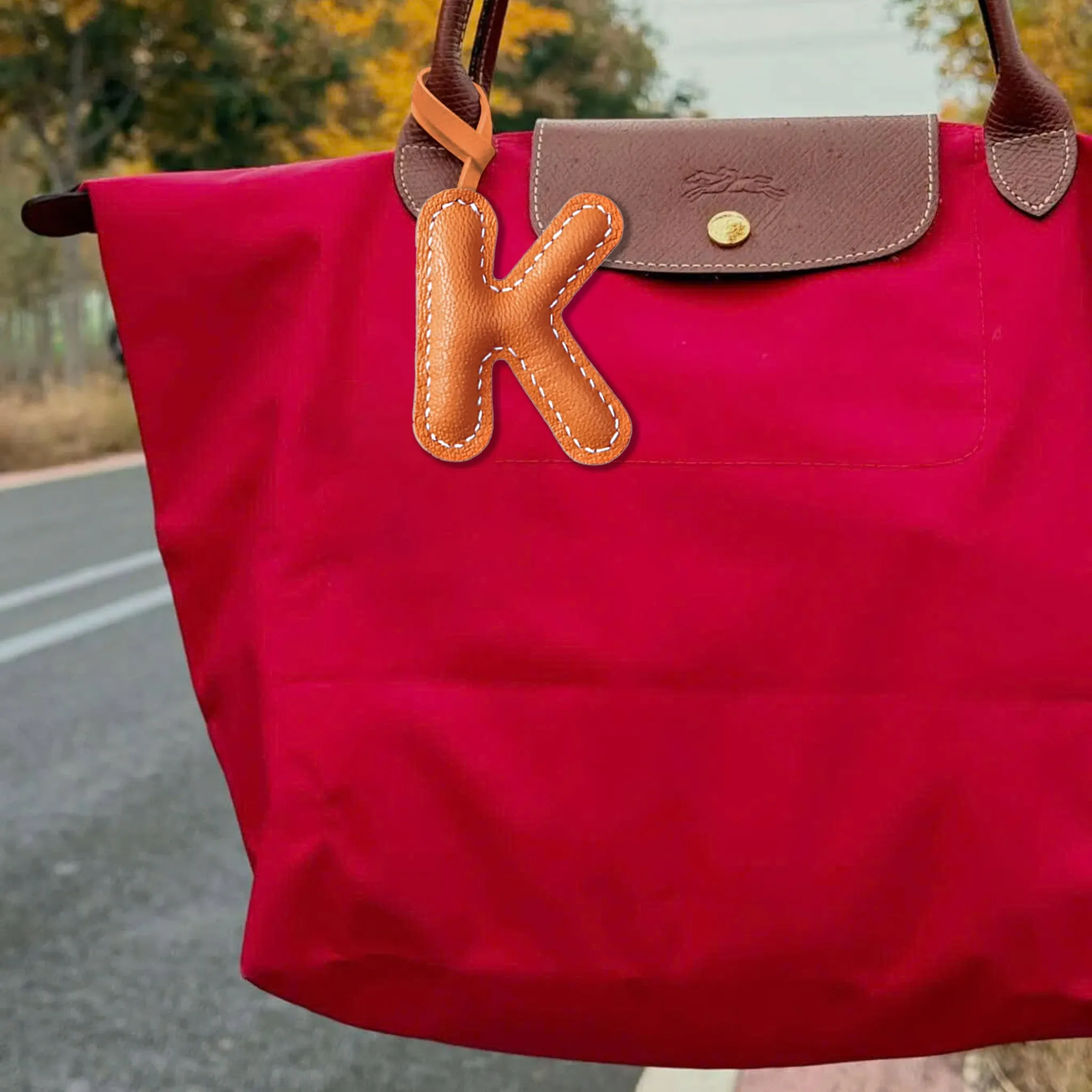 LEATHER INITIALS BAG CHARM