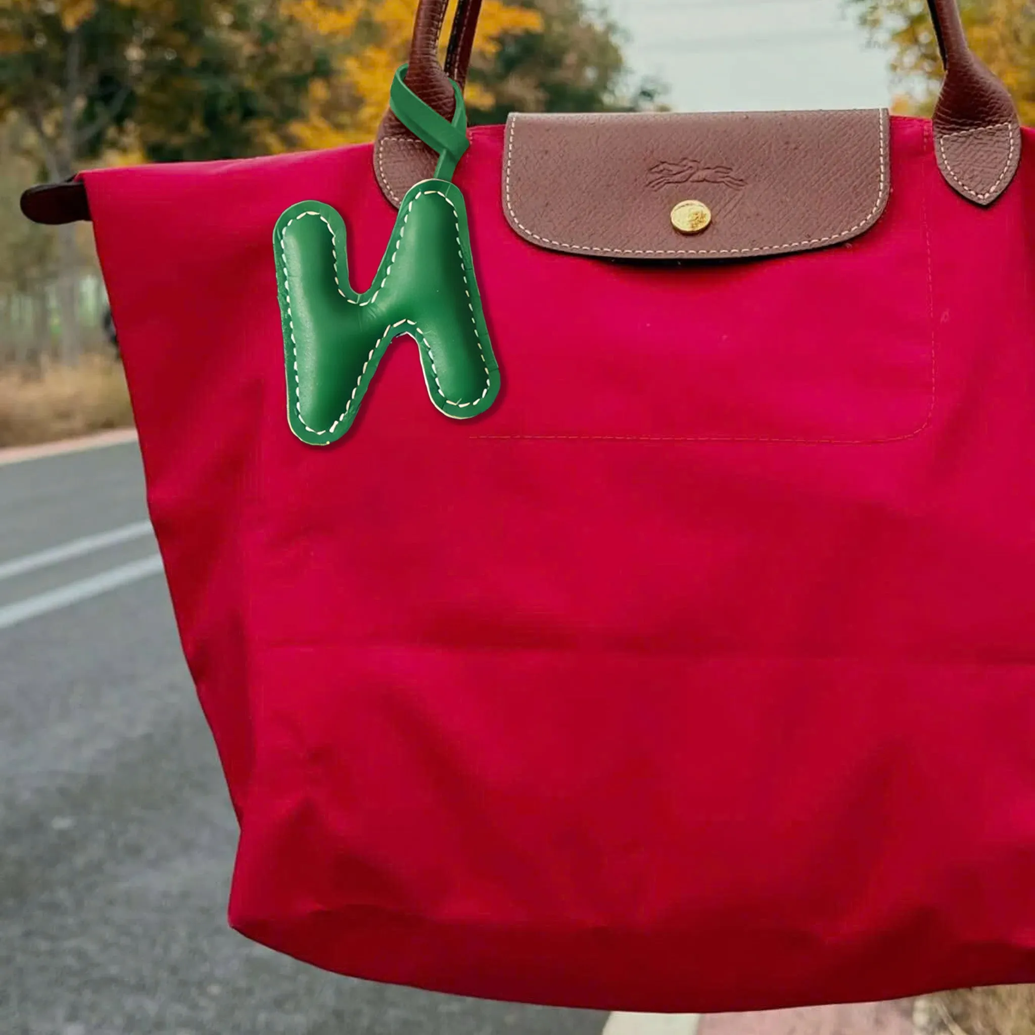 LEATHER INITIALS BAG CHARM