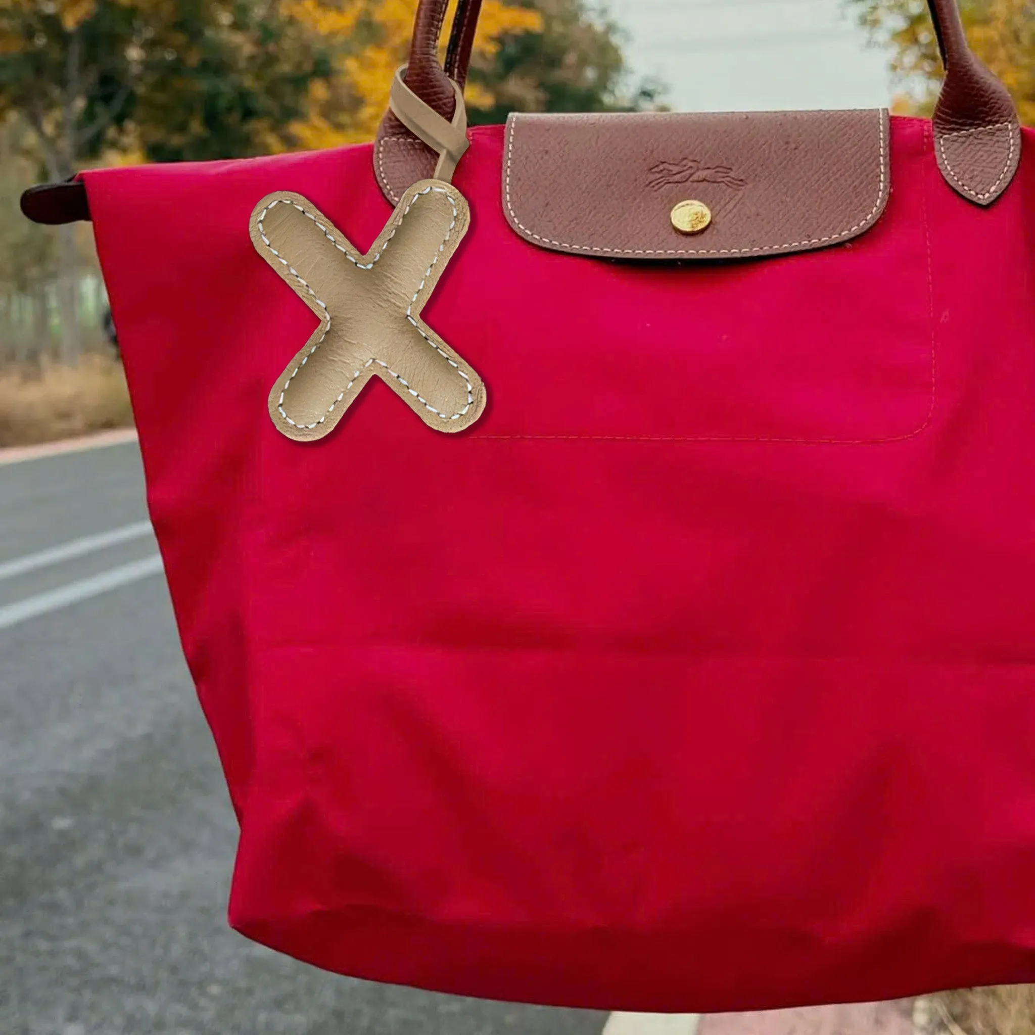 LEATHER INITIALS BAG CHARM