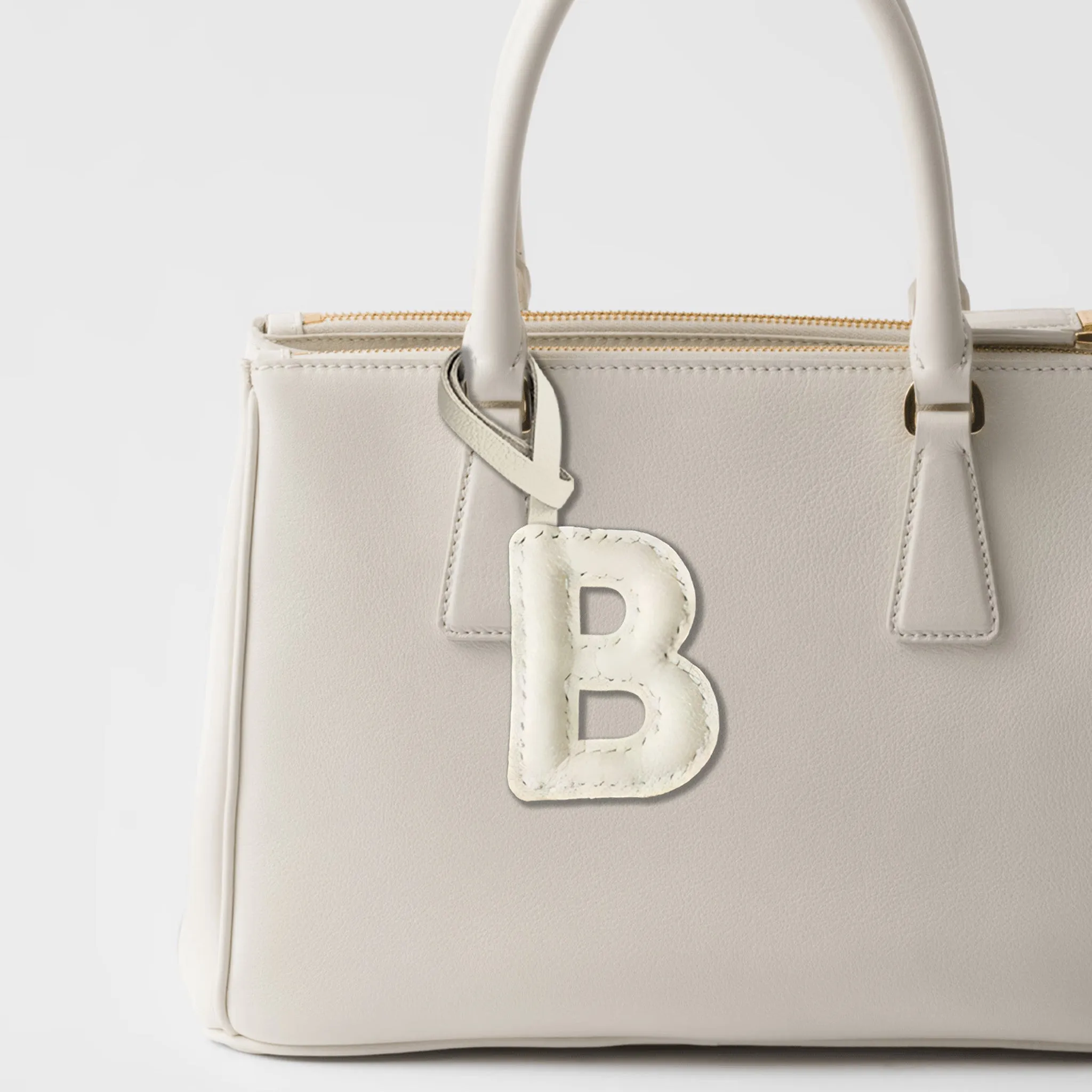 LEATHER INITIALS BAG CHARM