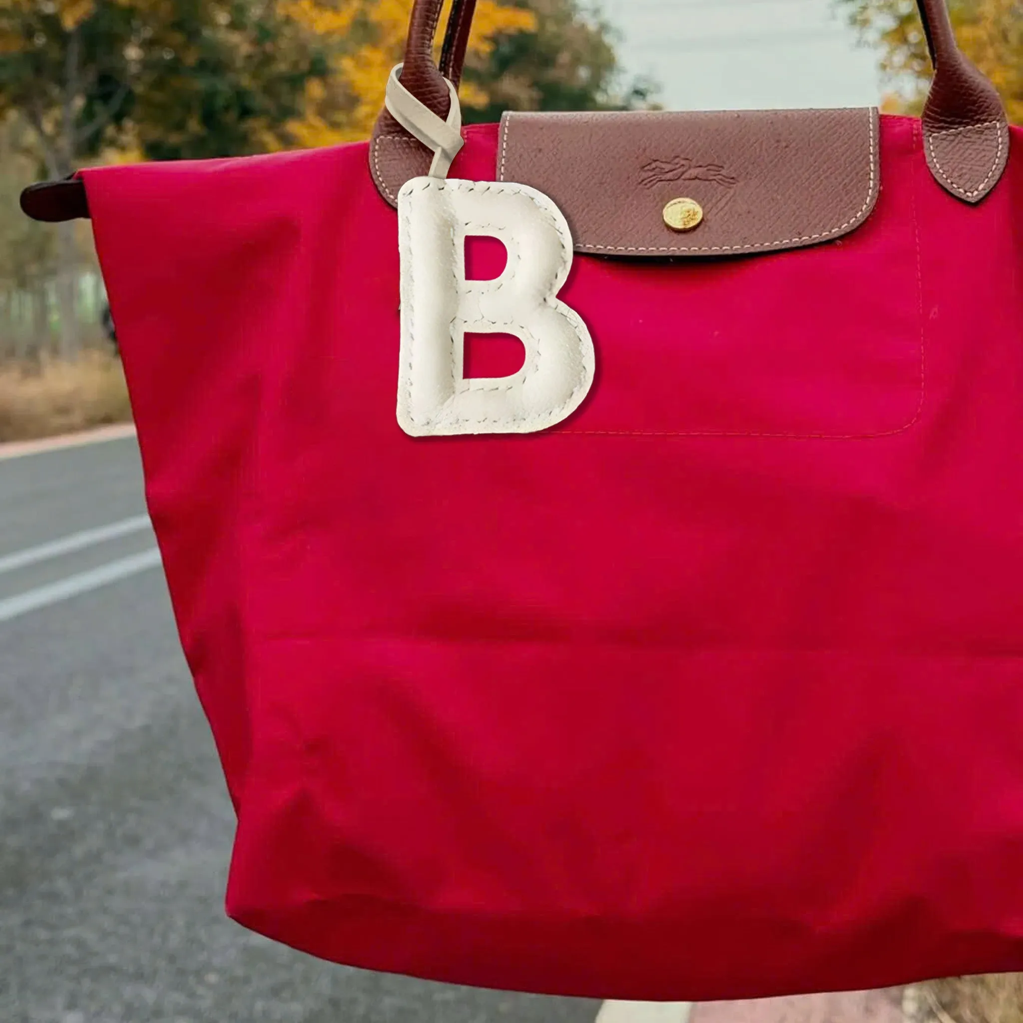 LEATHER INITIALS BAG CHARM