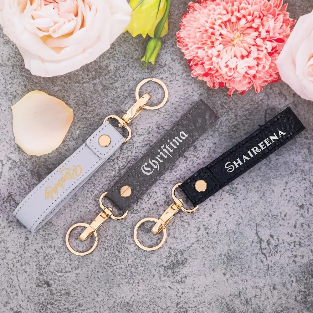 Leather Keychain Custom Keychain Personalised Keychain for Men and Women Custom Name Date or Phrase - Size
