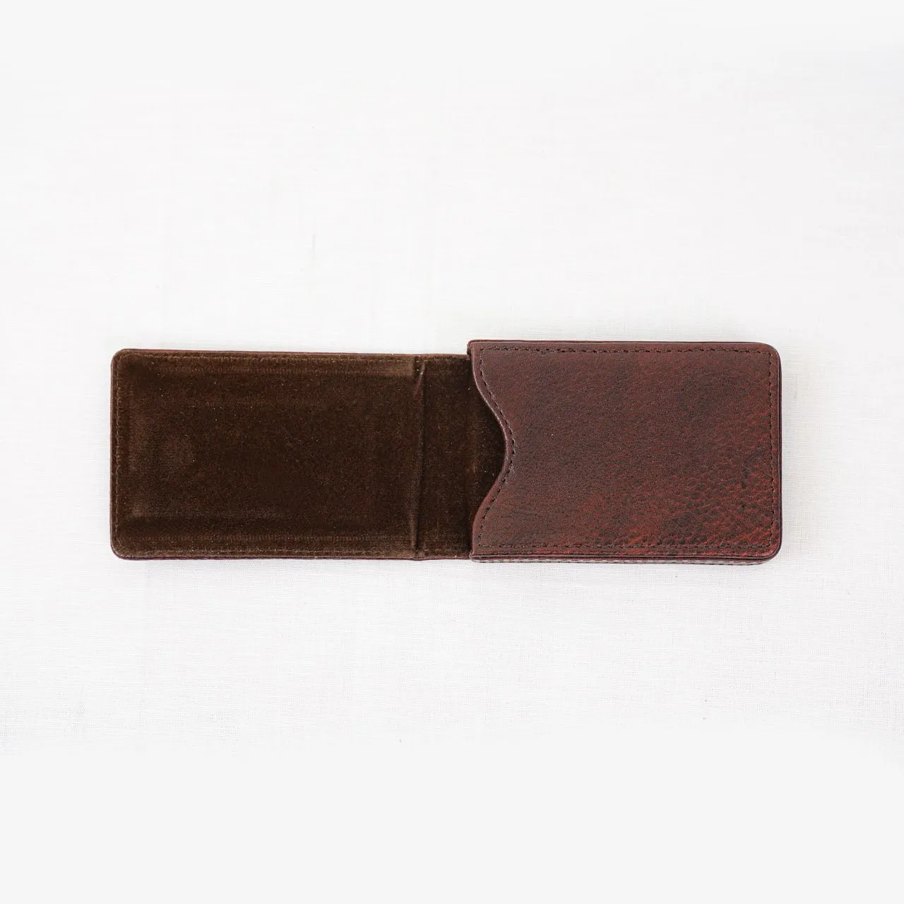 Leather Magnetic Card Holder - Brown