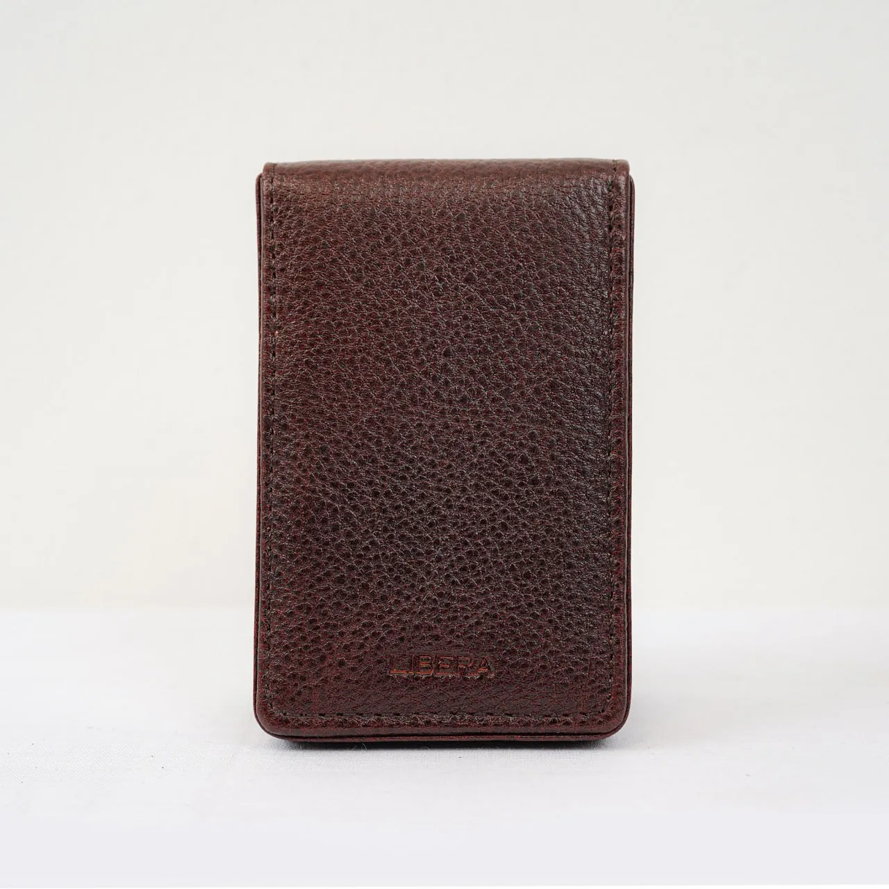 Leather Magnetic Card Holder - Brown