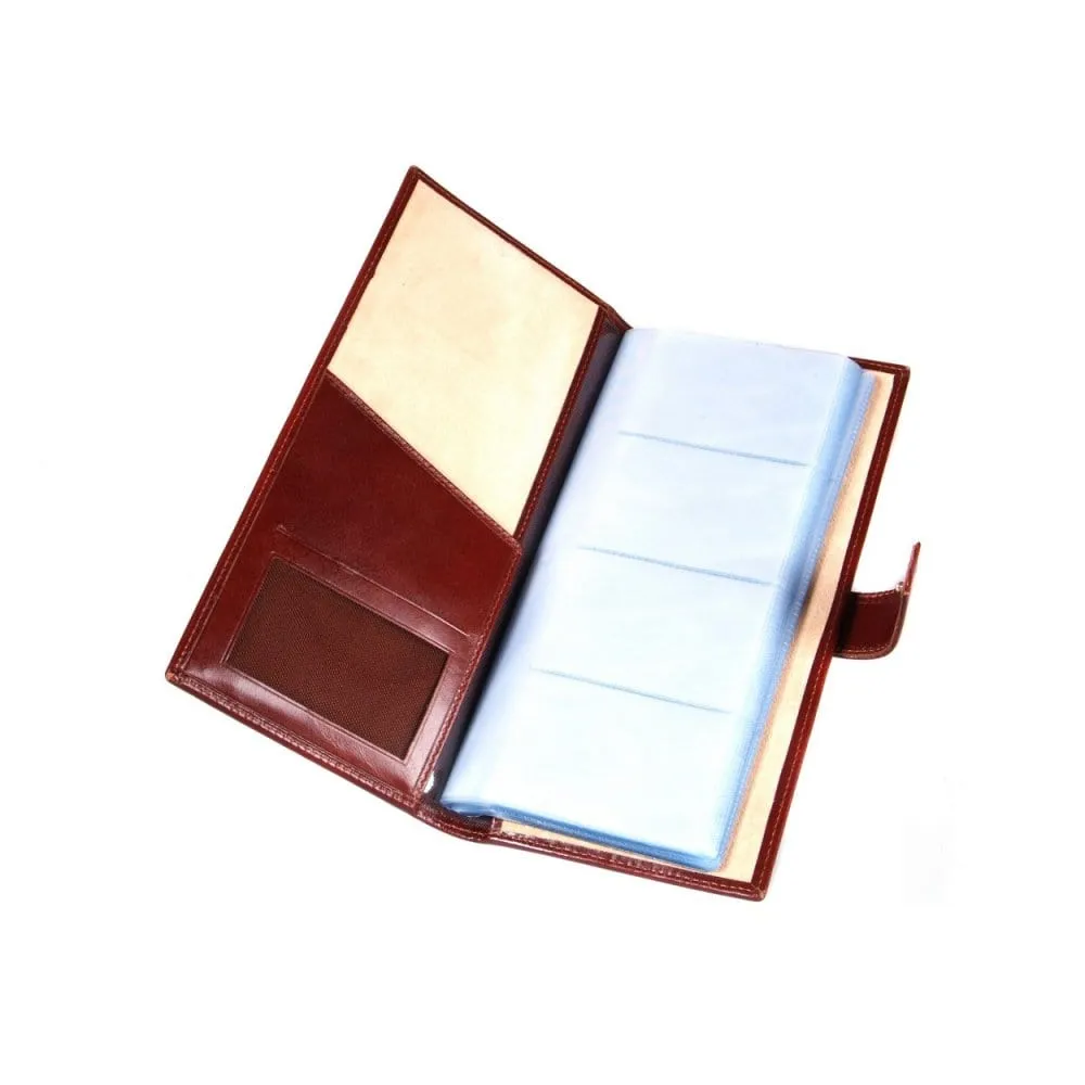 Leather Multiple Business Card Wallet - Dark Tan