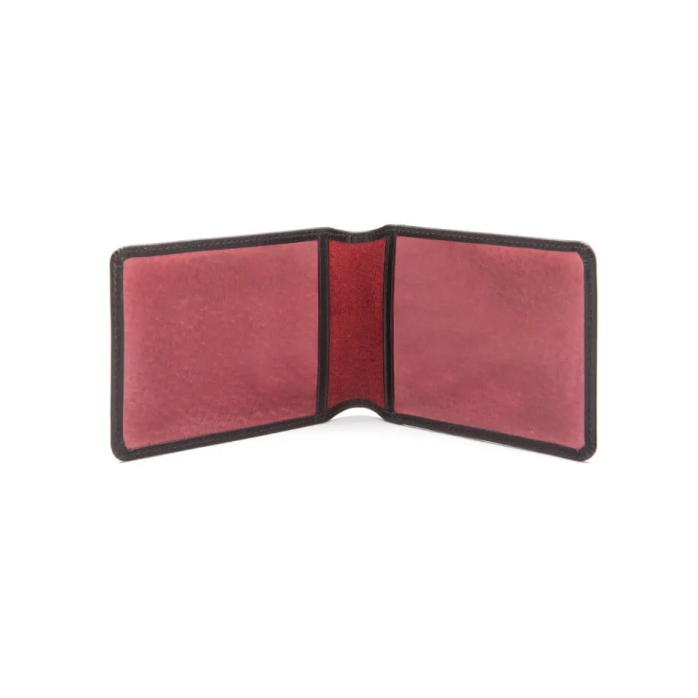 Leather Oyster Card Holder - Black With Red