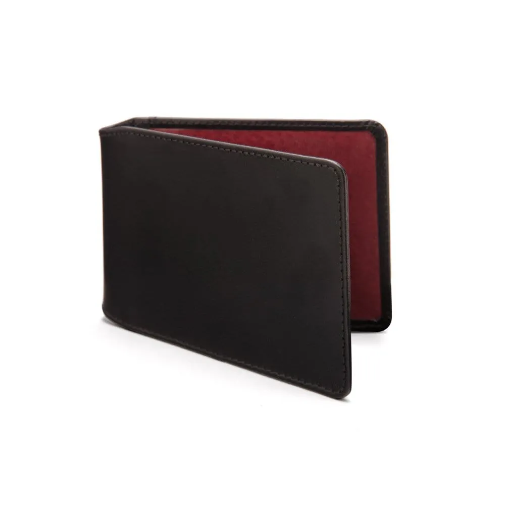 Leather Oyster Card Holder - Black With Red