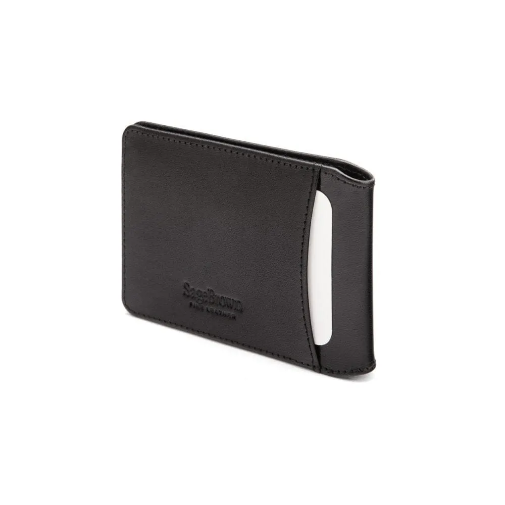 Leather Oyster Card Holder - Black With Red