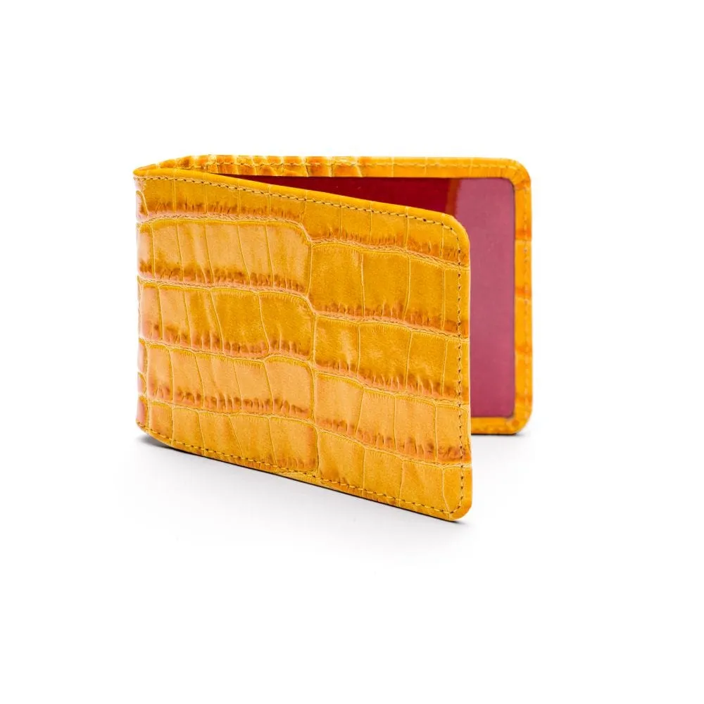 Leather Oyster Card Holder - Yellow Croc-Effect