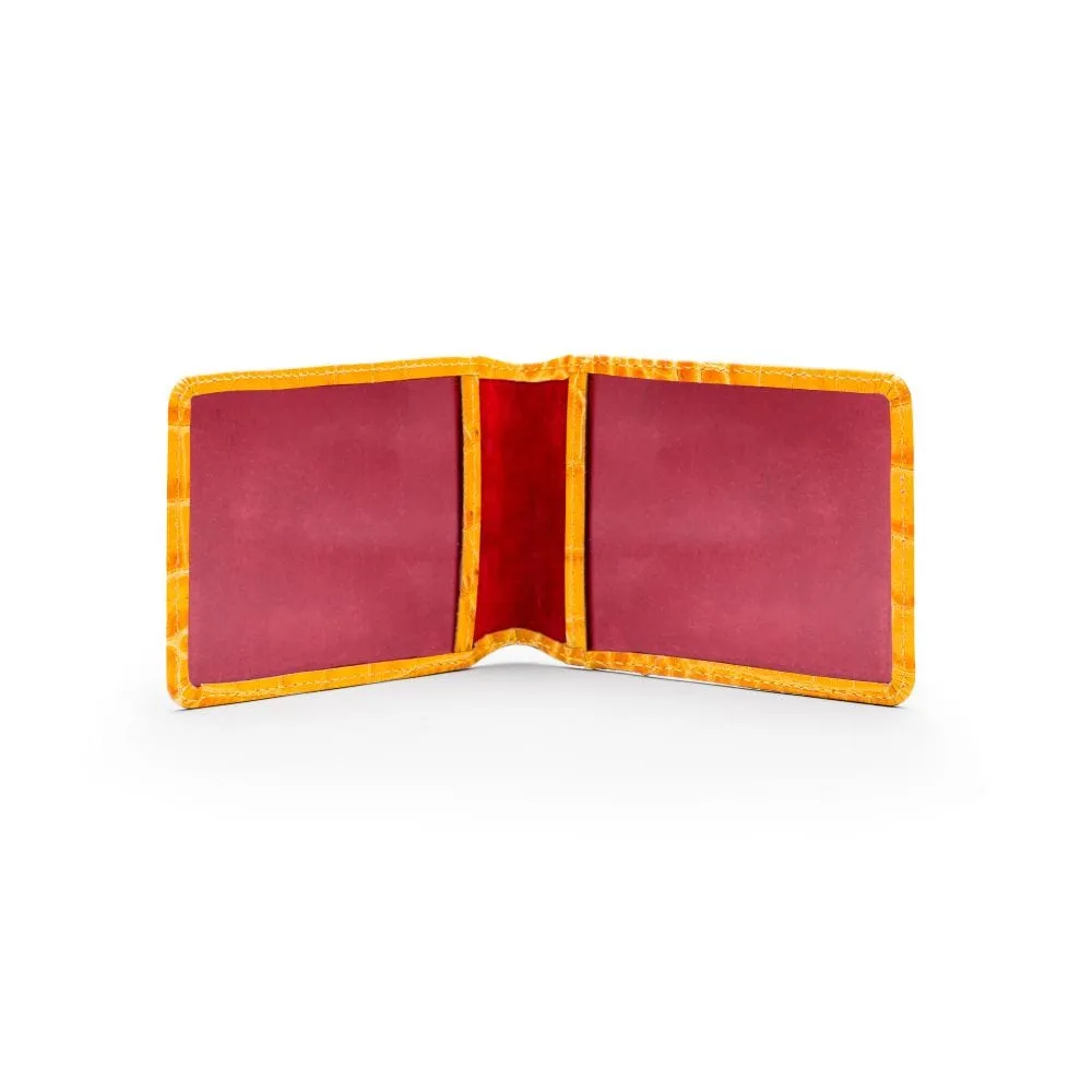 Leather Oyster Card Holder - Yellow Croc-Effect