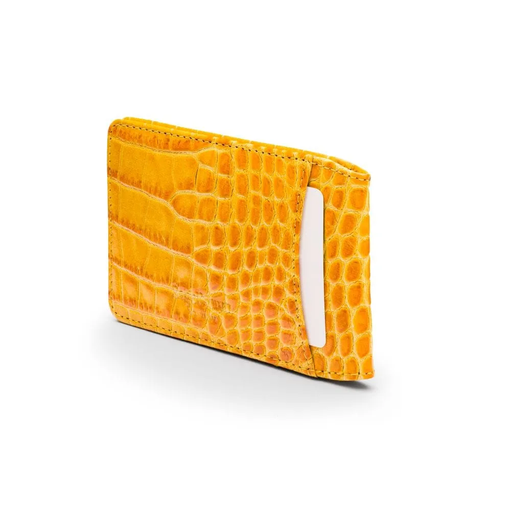 Leather Oyster Card Holder - Yellow Croc-Effect