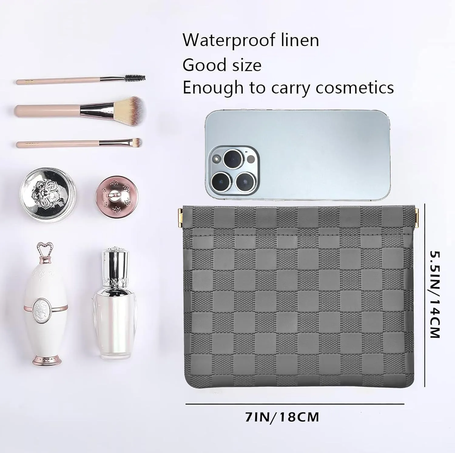 Leather Pocket Cosmetic Bag for Purse,Coin Purse Lipstick Cosmetic Accessories Organizer, Travel Kit Storage Pouch,Waterproof Portable No Zipper Self-closing