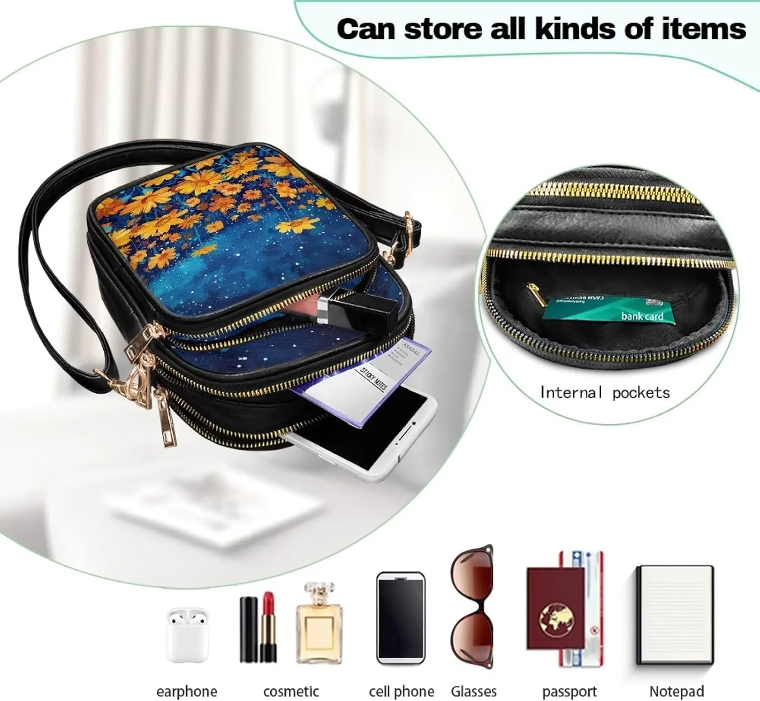 Leather Purse for Women, Leather Shoulder Crossbody Bags Sling Purses Fashion Easter & St. Patrick's Day Design
