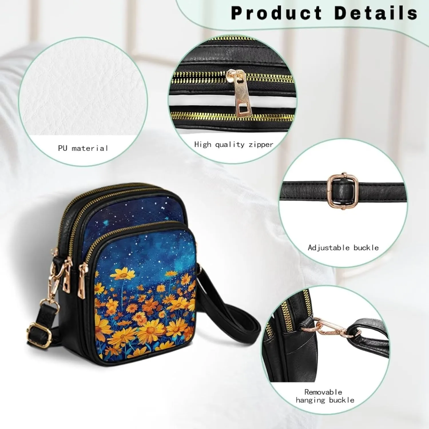 Leather Purse for Women, Leather Shoulder Crossbody Bags Sling Purses Fashion Easter & St. Patrick's Day Design