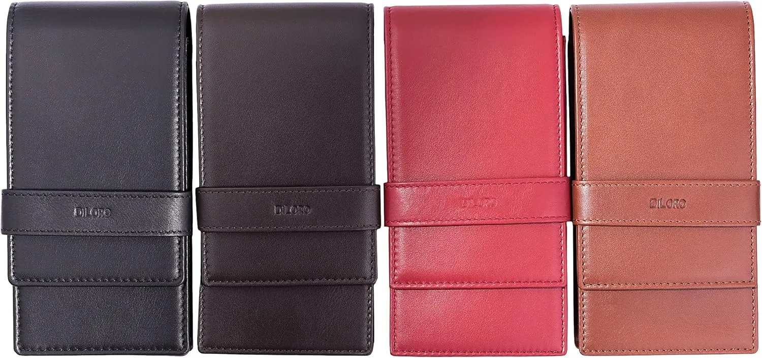 Leather Quad Pen Case Pencil Pouch Holder for Four Fountain Ballpoint Rollerball Pens and Pencils