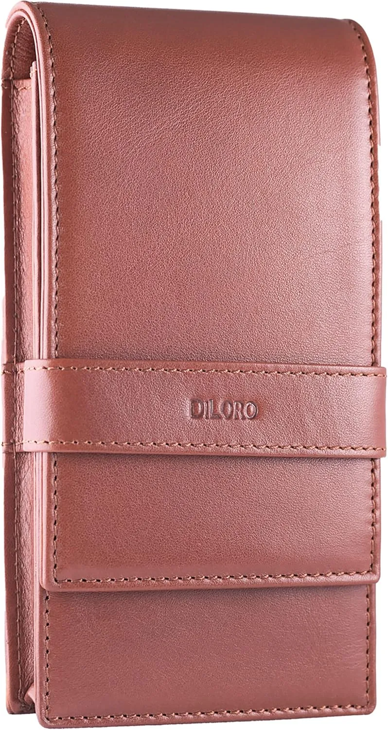 Leather Quad Pen Case Pencil Pouch Holder for Four Fountain Ballpoint Rollerball Pens and Pencils