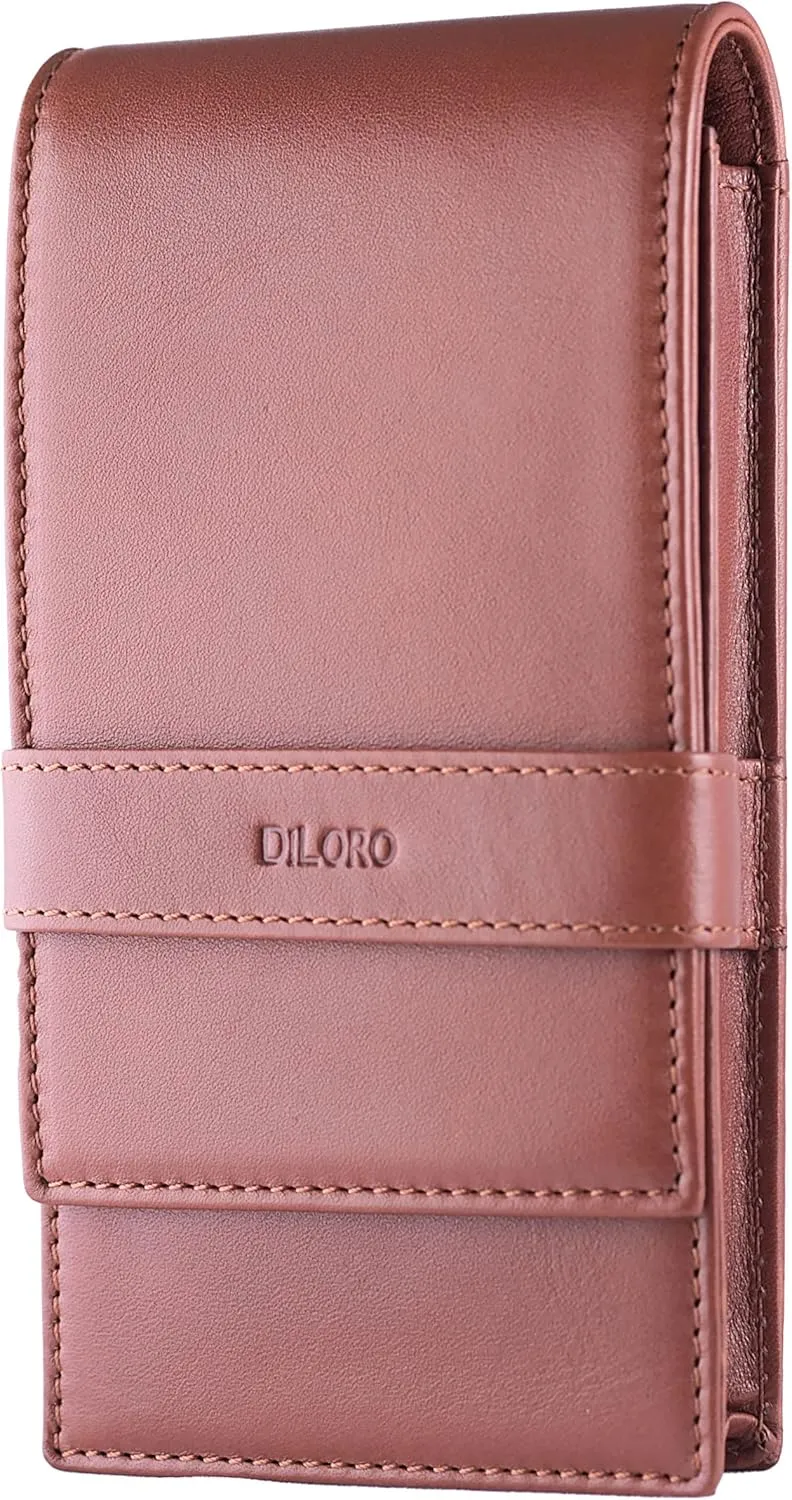 Leather Quad Pen Case Pencil Pouch Holder for Four Fountain Ballpoint Rollerball Pens and Pencils
