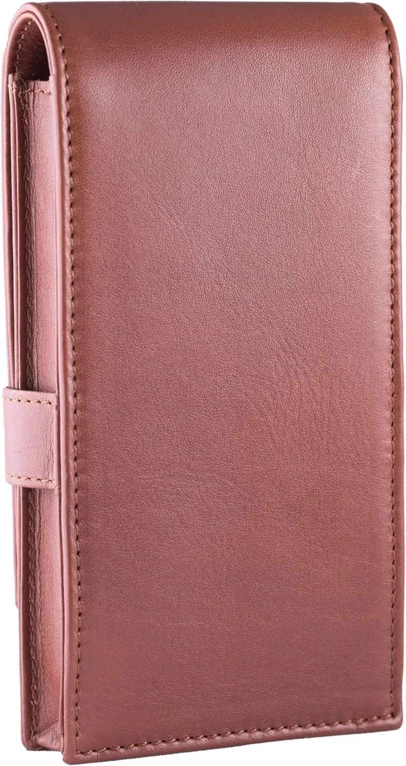 Leather Quad Pen Case Pencil Pouch Holder for Four Fountain Ballpoint Rollerball Pens and Pencils