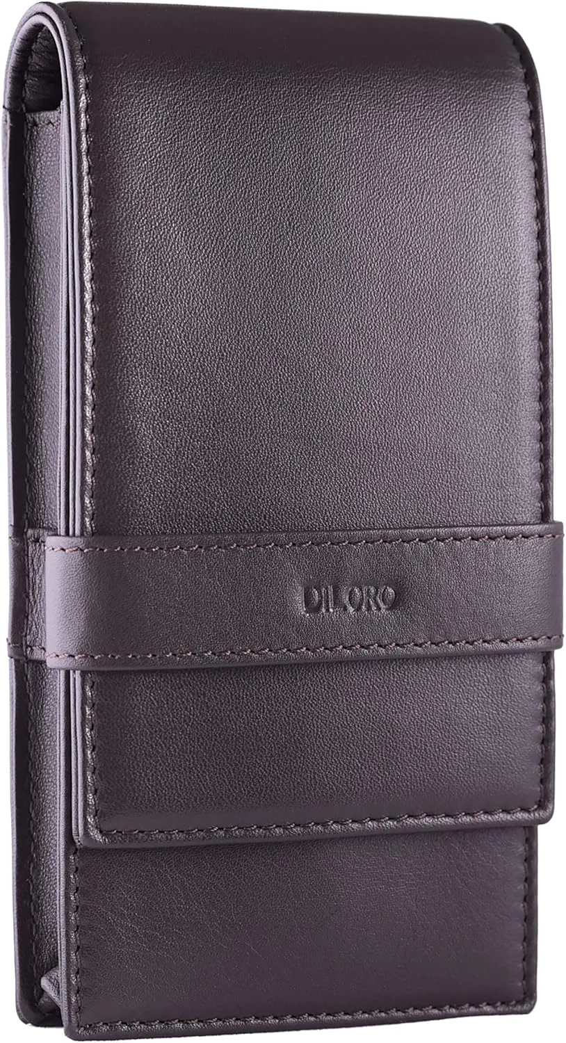 Leather Quad Pen Case Pencil Pouch Holder for Four Fountain Ballpoint Rollerball Pens and Pencils