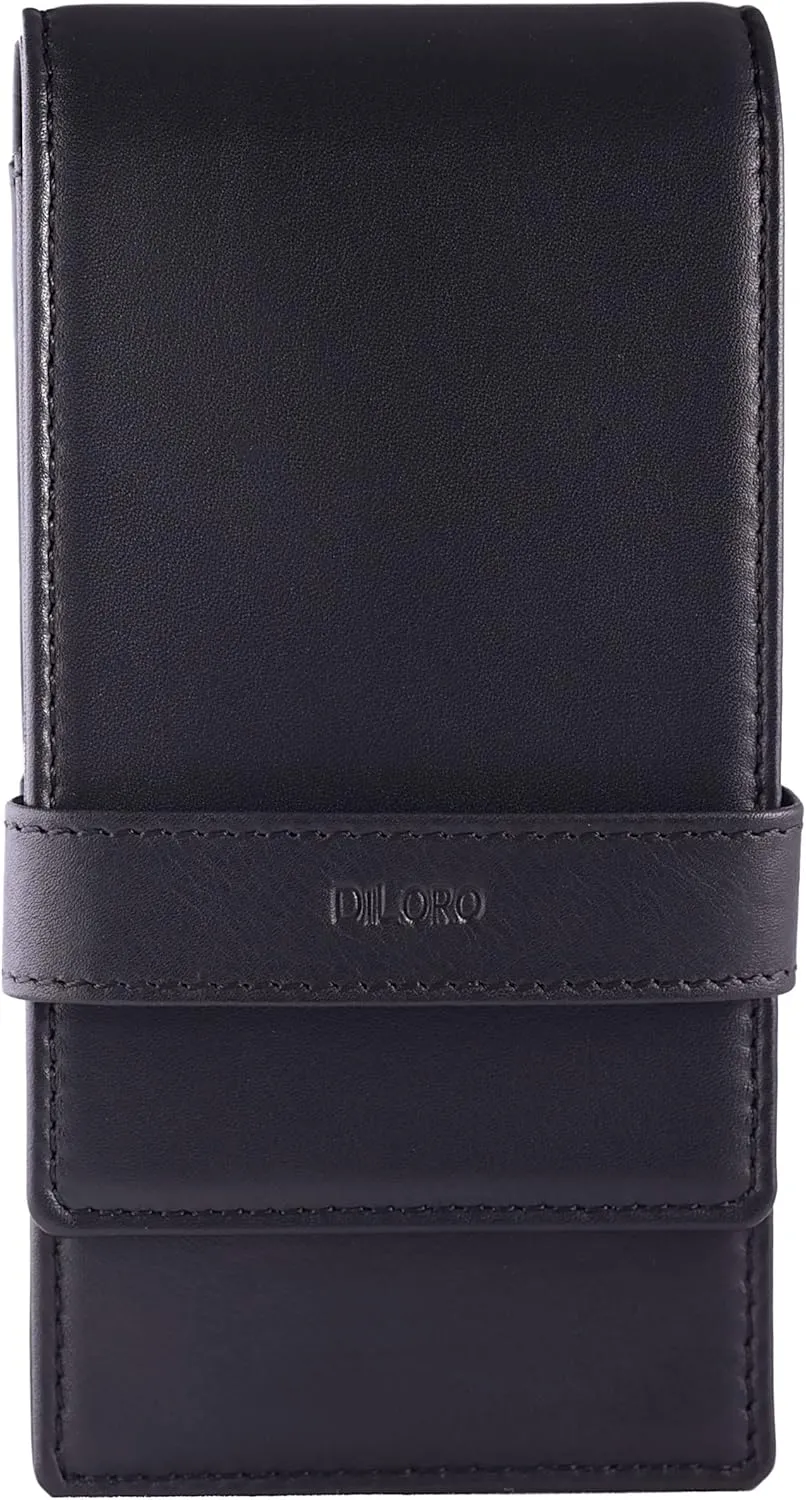 Leather Quad Pen Case Pencil Pouch Holder for Four Fountain Ballpoint Rollerball Pens and Pencils