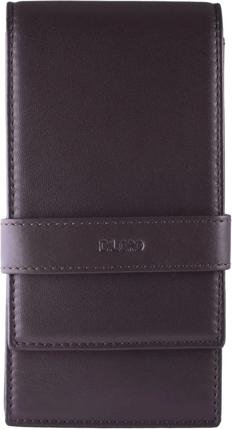Leather Quad Pen Case Pencil Pouch Holder for Four Fountain Ballpoint Rollerball Pens and Pencils