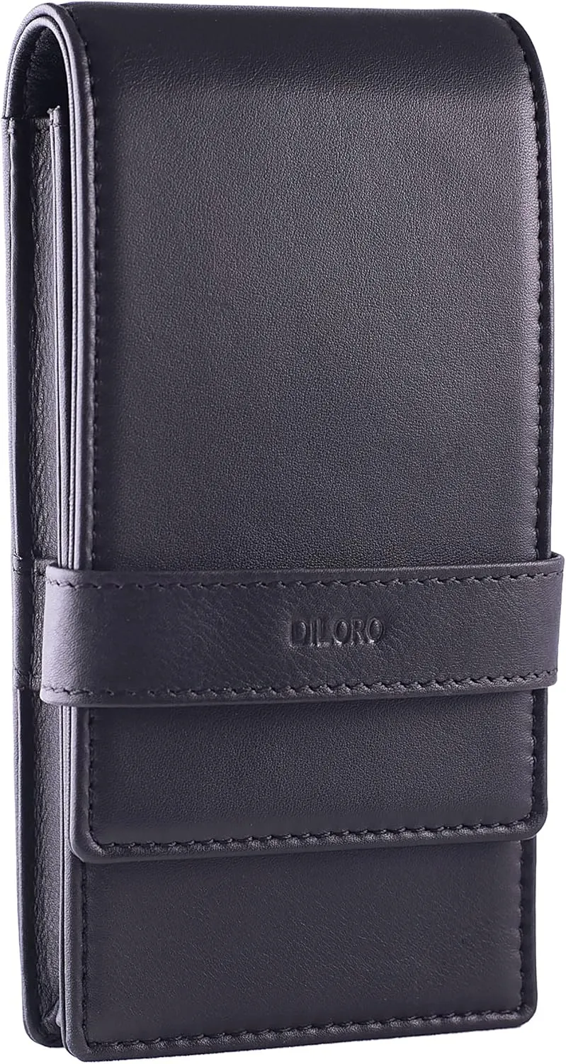 Leather Quad Pen Case Pencil Pouch Holder for Four Fountain Ballpoint Rollerball Pens and Pencils
