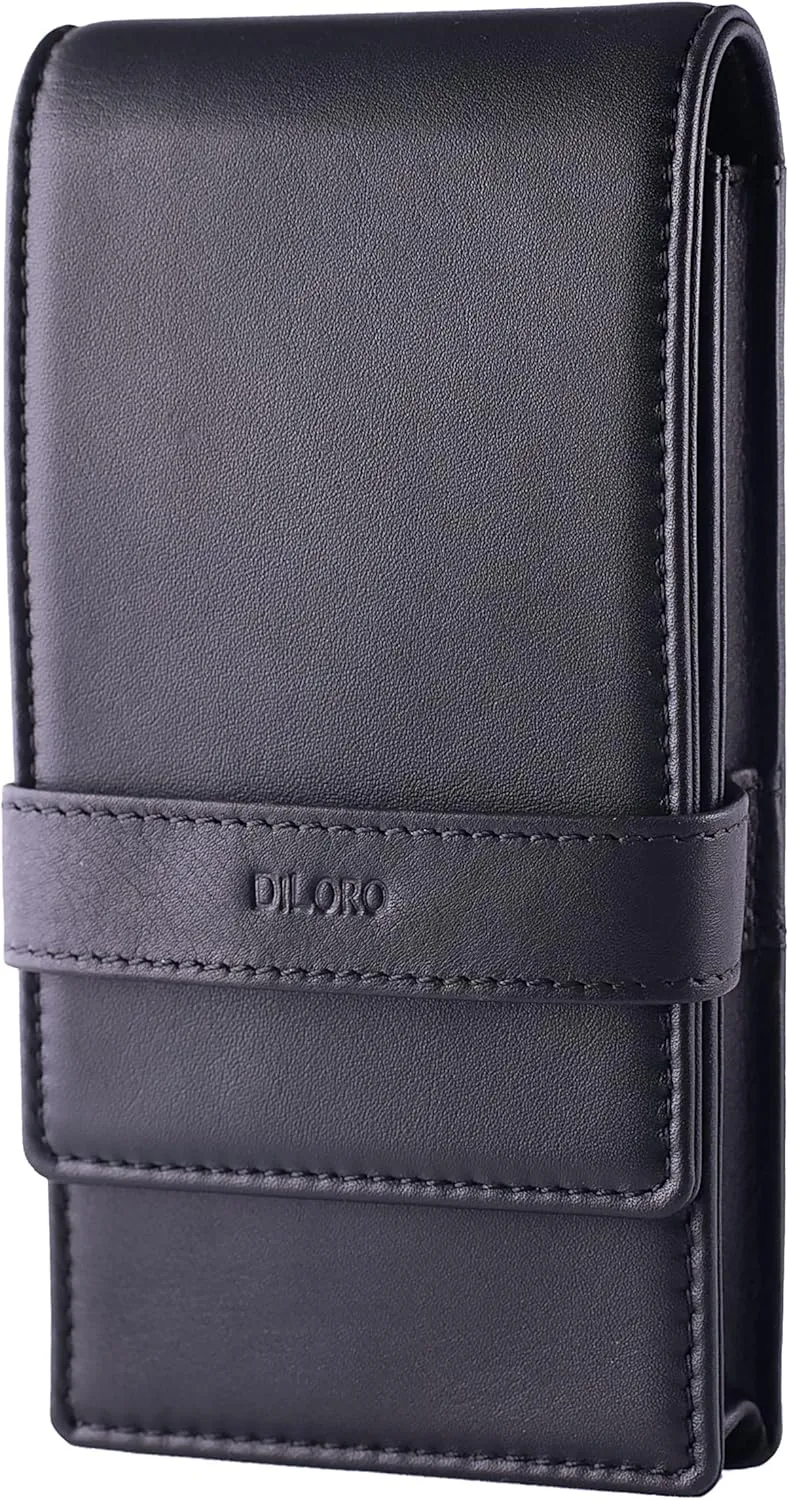 Leather Quad Pen Case Pencil Pouch Holder for Four Fountain Ballpoint Rollerball Pens and Pencils