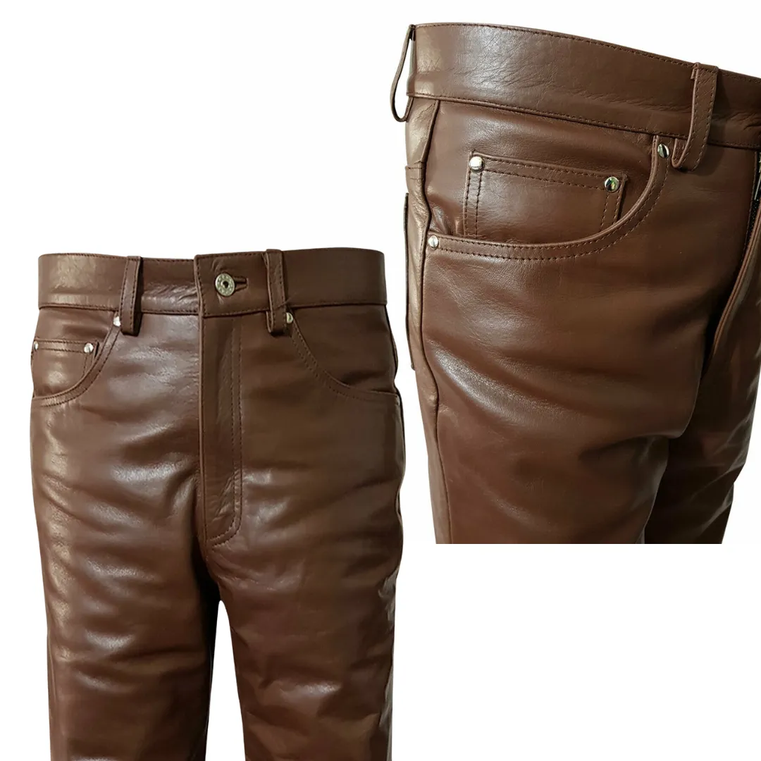 Leather Rider Biker Men Trouser