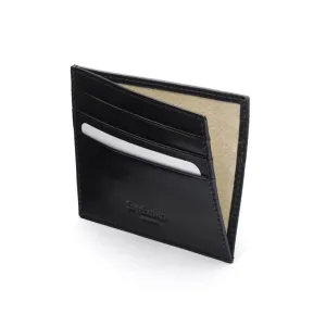 Leather Side Opening Flat Card Wallet - Black