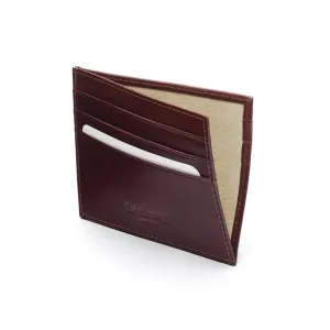 Leather Side Opening Flat Card Wallet - Dark Tan