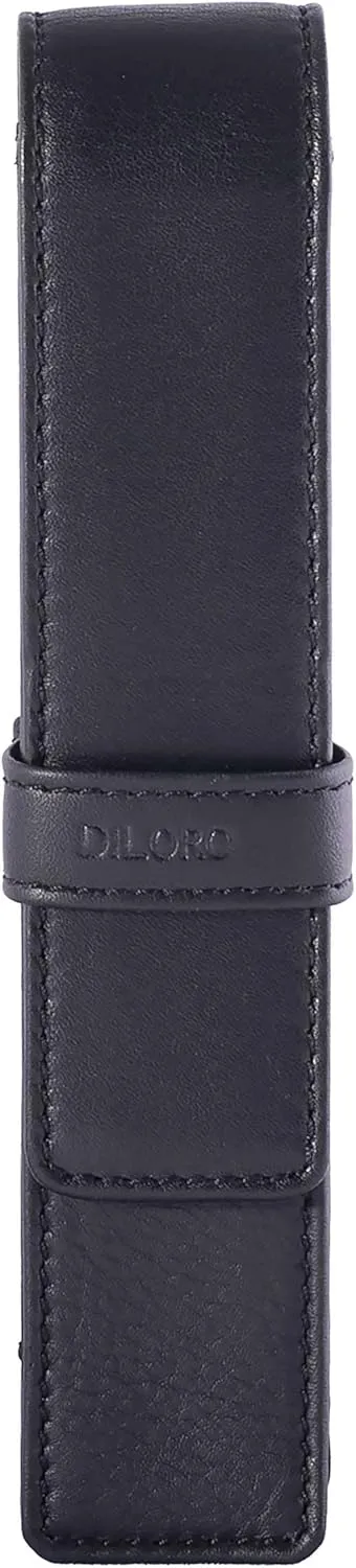 Leather Single Pen Case Pencil Pouch Holder for One Fountain Ballpoint Rollerball Pen and Pencil (Black)