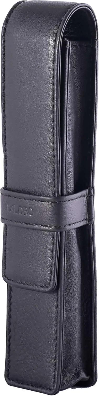 Leather Single Pen Case Pencil Pouch Holder for One Fountain Ballpoint Rollerball Pen and Pencil (Black)
