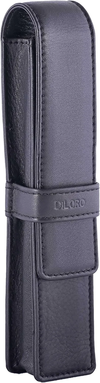Leather Single Pen Case Pencil Pouch Holder for One Fountain Ballpoint Rollerball Pen and Pencil (Black)