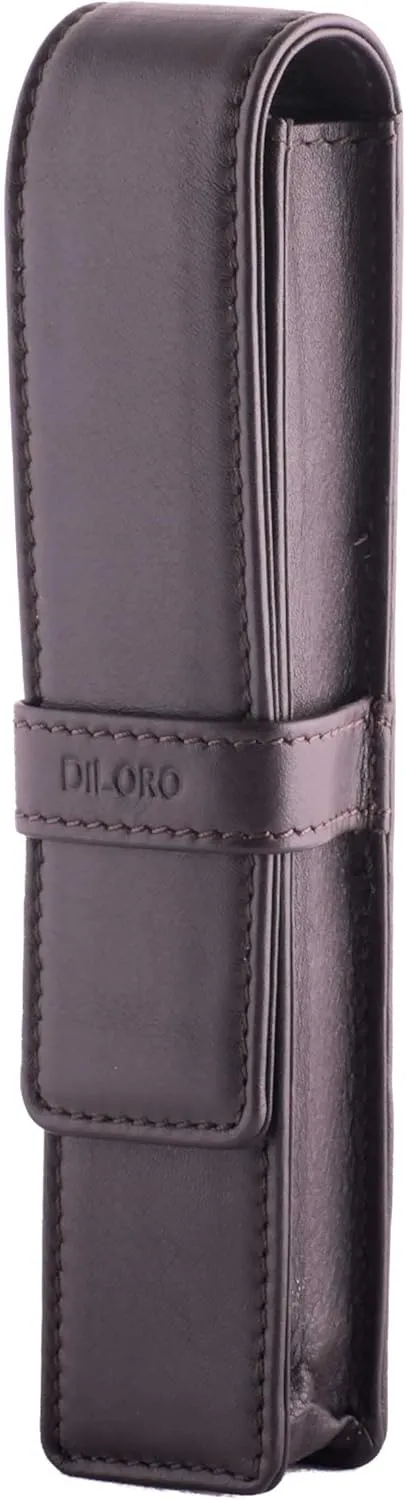 Leather Single Pen Case Pencil Pouch Holder for One Fountain Ballpoint Rollerball Pen and Pencil (Brown)