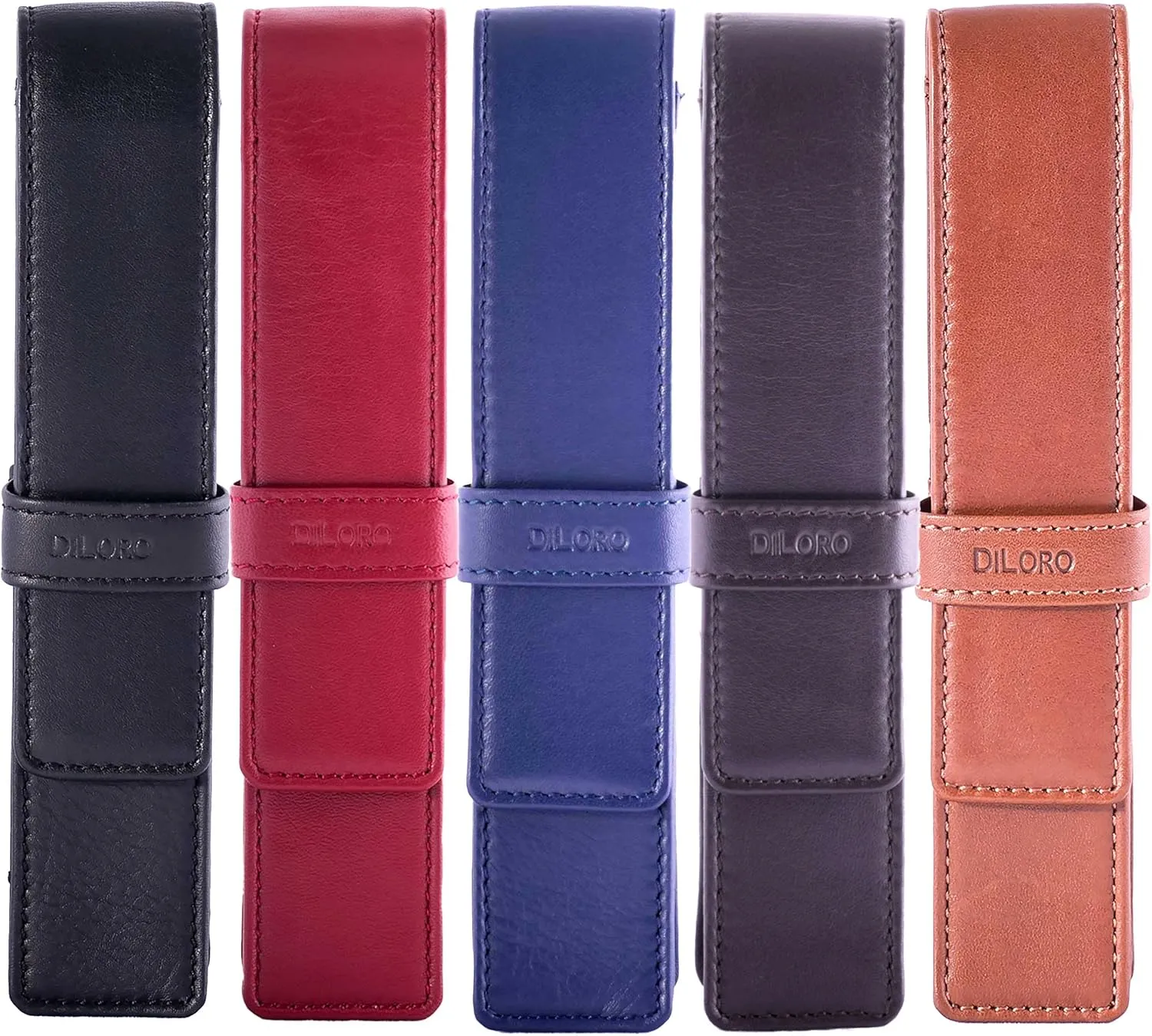 Leather Single Pen Case Pencil Pouch Holder for One Fountain Ballpoint Rollerball Pen and Pencil (Brown)