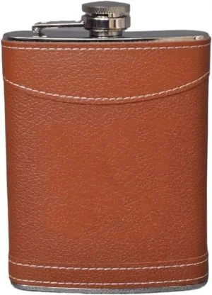 Leather Travel Small Flasks Stainless Steel Flasks with Funnel Wedding Party Birthdays Portable Flasks for Liquor for Men Women 8Oz