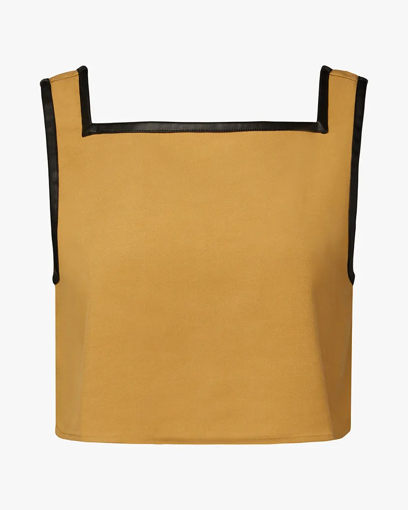 Leather Trim Cropped Top