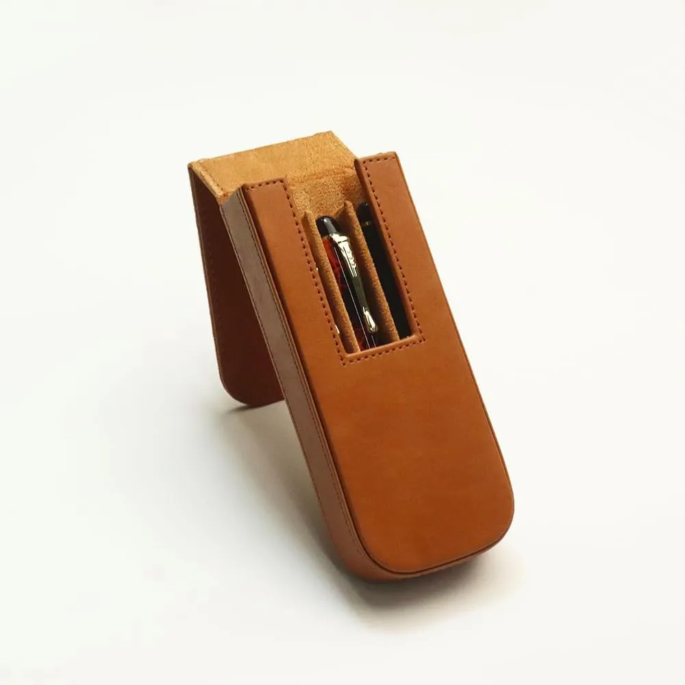 Leather Triple Pen Case Pencil Pouch Holder for Three Fountain Ballpoint Rollerball Pens and Pencils Gift Choice for Man/Woman/Office (brown)